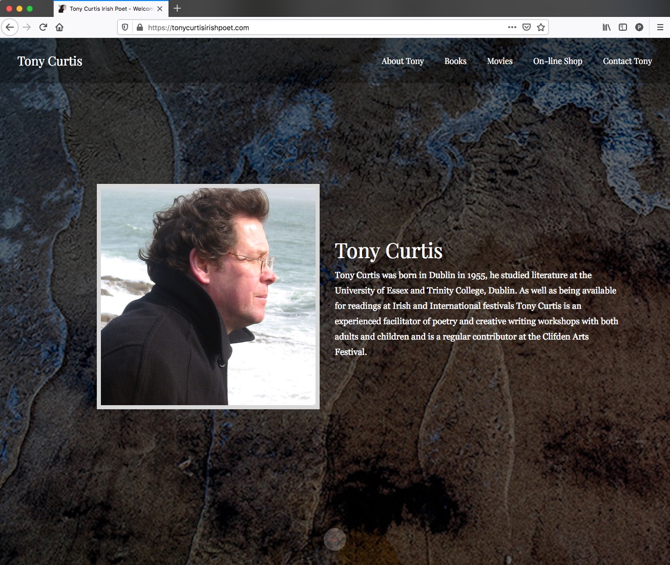 Tony Curtis Irish Poet website